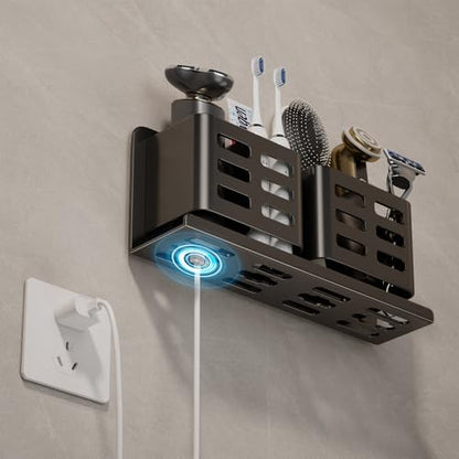Aluminum Toothbrush Holder Self-Adhesive Hanging Bracket Shower Toothbrush Razor Holder Suitable for Toothbrush, Toothpaste, Razor and Comb etc Bathroom Storage - size: Black four slots