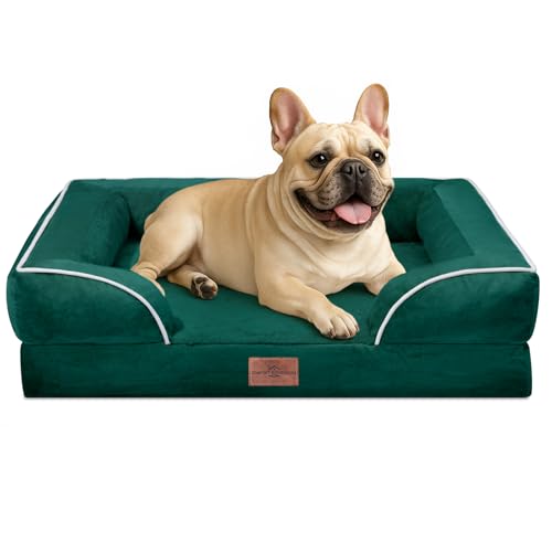 Comfort Expression Waterproof Orthopedic Dog Bed for Medium Size Dog | Supportive Egg Crate Foam Medium Pet Bed with Removable Bolsters, Dog Couch with Washable Cover & Non-Slip Bottom, 30x20 Inch - color: Emerald, size: 30.0"L x 20.0"W x 7.0"Th