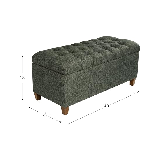 HomePop Ainsley 40" Storage Ottoman Bench - Green Clover Fabric - color: Green Clover Fabric