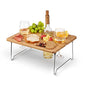 Tirrinia Portable Wine Picnic Table, Ideal Wine Gift for Women Men, Small Folding Outdoor Picnic & Cheese Tray with 2 Wine Glasses Holder for Camping, Park, Beach, Garden, Concerts - size: 15.7" x 11.8"