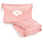 Travel Blanket and Pillow Compact, Premium Soft 2 in 1 Airplane Blanket with Soft Bag Pillowcase，Hand Luggage Sleeve and Backpack Clip (Solid Pink) - color: Solid Pink