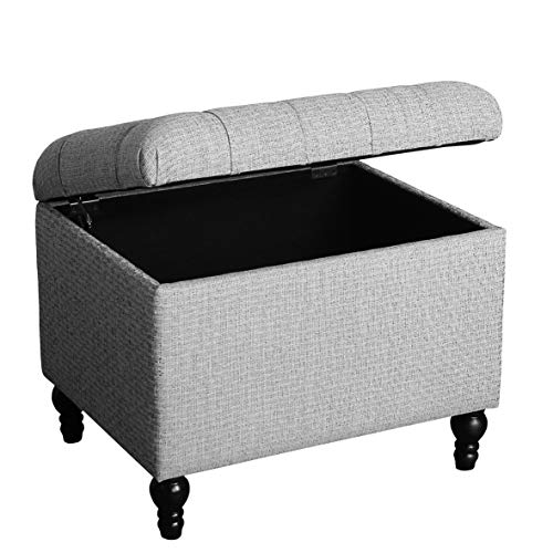HomePop 24" Button Tufted Storage Ottoman - Pewter Gray - color: Pewter Gray
