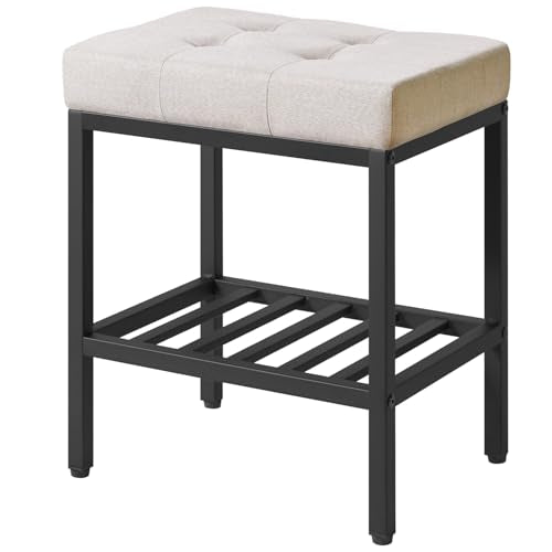 IBUYKE Rectangular Makeup Stool with Adjustable Feet and Storage Space, Footrest Chair, Linen Seat Vanity Stool, Multi-Use as Small Side Table or Ottoman, for Bedroom, Linen WBD017Y - color: Linen, size: Rectangular