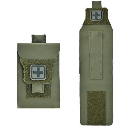 Mini IFAK Pouch, Pocket IFAK, Wallet-Sized Trauma Organizer, Slim EDC Empty First Aid Pouch for Back,Cargo Pocket, Backpack, Vehicle and Outdoor Use - color: Ranger Green