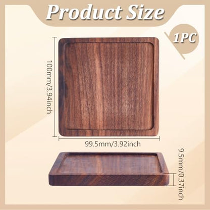 UNICRAFTALE Walnut Wood Square Ring Tray Brown Wood Jewelry Holder Ring Bowl Wooden Jewelry Organizer Storage for Earrings Necklaces Bracelet Watch Holder 100x99.5x9.5mm - size: 99.5x100mm