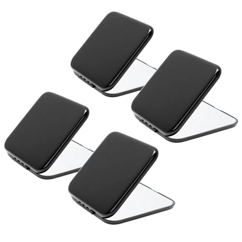 Compact Mirror Bulk, Metal Square Shell, Double-Sided 1X/2X Magnifying, Small Pocket Mirror, Portable Travel Mirror for Purse, Black, 4 Packs - color: Black