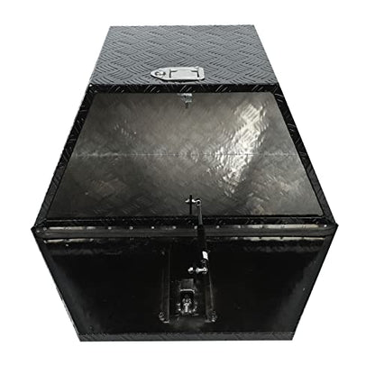 29 Inch Aluminum Black Plated Truck Tool Box Pickup Waterproof Underbody Tongue Box with Lock and Key for RVs, ATVs, Trailer & Truck (29"x17"x18") - color: Black, size: 29"x17"x18"
