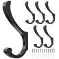 Hanging Coat Hooks Wall Mount - Heavy Duty (30LB), Large Coat Hanger Wall Hangers, Metal Hooks For Towels, Backpacks, Hats, Jackets, Keys, Bags, Robes, Dog Leashes (6 Pack) - color: Black, size: 6 Pack