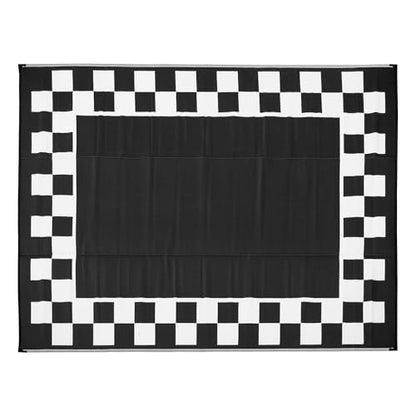 Venture Forward Reversible RV Patio Mat, Checkered Frame, 9’ x 12’