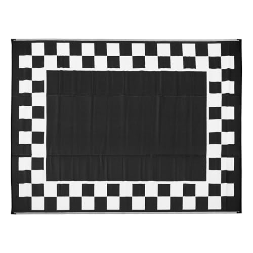 Venture Forward Reversible RV Patio Mat, Checkered Frame, 9’ x 12’
