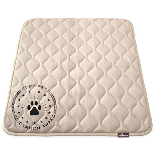Paw Inspired Washable Padded Crate Mats for Dogs | 41” x 28” Pad, Fits 42-inch Kennels | Leakproof, Waterproof Bottom, Plush Pet Beds (Tan) - color: Tan, size: 42 Inch