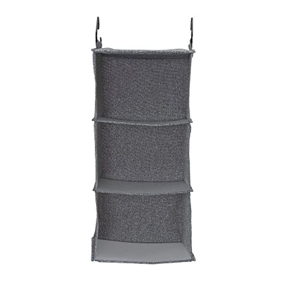 Household Essentials 3 Shelf Hanging Closet Organizer, Hanging Shelf with Hooks, Poly Linen and PEVA Shelving - color: Graphite