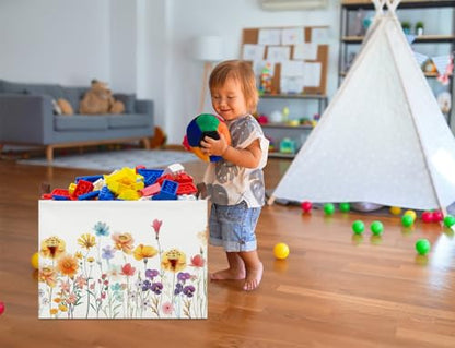 NTAOHAMPER Boho Flower Nursery Basket ,Fall Wildflower Storage Bin with Handles for Your Baby and Lover to Load Your Love into it(Flower) - color: Flower