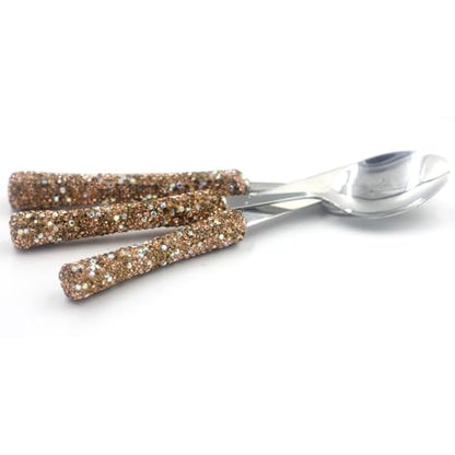Bling Rhinestone Crystal Dazzling Culinary Utensils Travel Set for Office, Lunch, and Travel (3, golden) - color: Golden