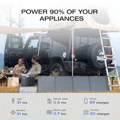 EF ECOFLOW Solar Generator Delta 2 with 220W Solar Panel, 1024Wh LFP(LiFePO4) Battery, 1800W AC/100W USB-C Output, Fast Charging Portable Power Station for Home Backup Power, Camping & RVs - style: DELTA 2+220W
