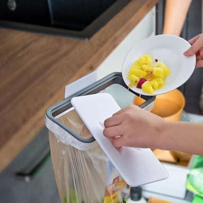 KUJOBUY Bag Holder Kitchen Cupboard Hanging Bag Trash Can Waste Garbage Bin Rack Holder Small Trash Can Rv Trash can Garbage Storage Rack Can with Lid Recycle Bin for Kitchen