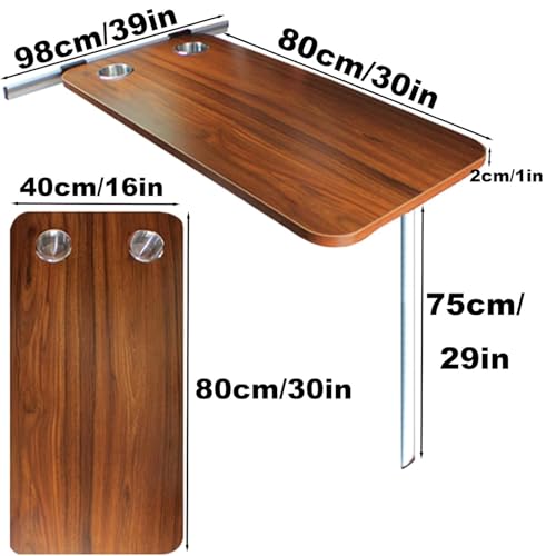 Rv Folding Wall Table with A Removable Tabletop to Save Space. Includes Cup Holders and is Suitable for Campervans, Rvs, Small Apartments, and Kitchens.(Oak)