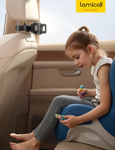 Lamicall Car Headrest Tablet Holder - [3 in 1 Extension Arm] Adjustable Tablet Car Mount for Back Seat, Gifts Road Trip Essentials for Kids, for 4.7-11" Devices, iPad Pro Air Mini, Galaxy, Fire HD - color: Black