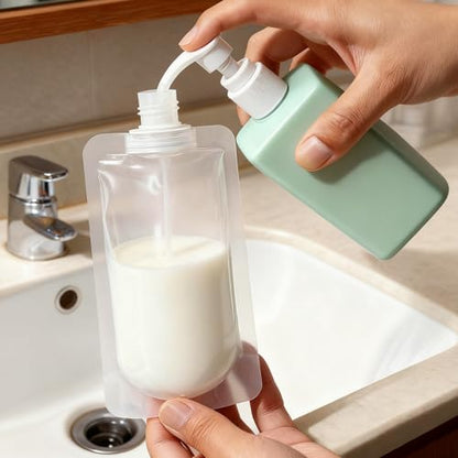 4 Pcs 100ml Refillable Travel Pouches for Toiletries, Reusable Liquid Travel Pouches for Liquids, Portable Fluid Packing Bags, Small Toiletry Pouch for Lotion Shampoo Conditioner Soap Liquids - size: 100ml