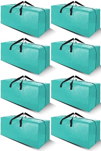 Cosy Family 8 Pack Heavy Duty Extra Large Moving Bags with Backpack Straps - Strong Handles & Zippers, Storage Totes For Space Saving, Fold Flat, Alternative to Moving Box, Aquamarine - color: Aquamarine, size: 24 gal-Pack of 8