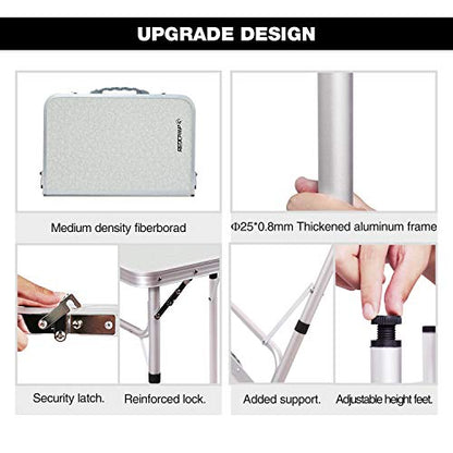 REDCAMP Small Square Folding Table 2 Feet, Portable Aluminum Camping Table Adjustable Height Lightweight for Picnic Beach Outdoor Indoor, White 24 x 24 inch - size: 2-Feet Square (2 heights 10"/27")