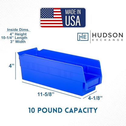HE HUDSON EXCHANGE 12" x 4" x 4" Plastic Nesting Storage 12” Shelf Bin, Blue - color: Blue, size: 1 Pack