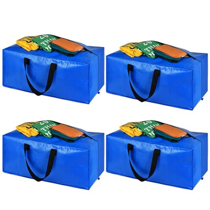 Heavy Duty Large Storage Bags, XL Blue Moving Bags for College Dorm Room Essentials, Moving Supplies Compatible with IKEA Frakta Cart, 4 Packs | 4 Pack Extra Large Storage Bags Totes Moving Boxes Packing Supplies for College Dorm Room Essentials Compatibl