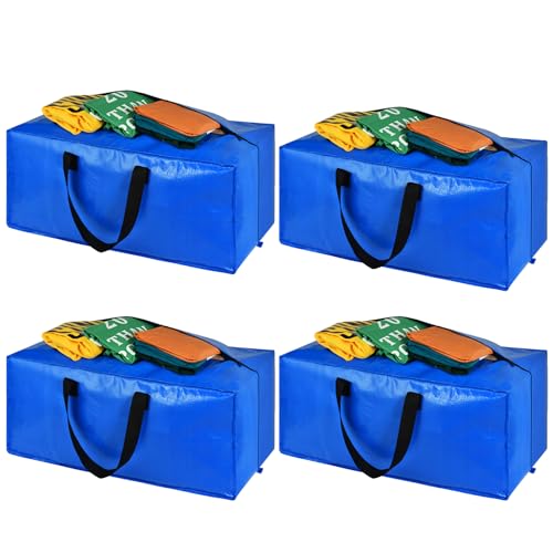 Heavy Duty Large Storage Bags, XL Blue Moving Bags for College Dorm Room Essentials, Moving Supplies Compatible with IKEA Frakta Cart, 4 Packs | 4 Pack Extra Large Storage Bags Totes Moving Boxes Packing Supplies for College Dorm Room Essentials Compatibl