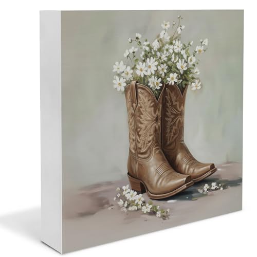 Western Cowgirl Room Decor for Girls, Preppy Cowgirl Boots Wooden Sign, Vintage Western Decor for Dorm Bedroom Home - color: KING