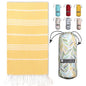 BAY LAUREL Turkish Beach Towel with Travel Bag 39 x 71 Quick Dry Sand Free Lightweight Large Oversized Towels Light - color: Dandelion With Floral Bag