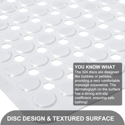 TEESHLY Bath Mat for Tub & Shower, Non Slip Soft Bathmat with Suction Cups & Drain Holes, Machine Washable Bathtub Floor Liner Mats for Bathroom, 35x16 Inch, White - color: White (Opaque)