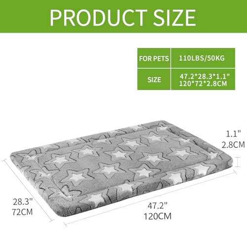 EMPSIGN Fancy Dog Bed Mat, Pet Bed Pad Reversible (Cool & Warm), Machine Washable Crate Pad, Pet Sleeping Mat for Small to XXX-Large Dogs, Grey, Star Pattern,XXL (48inch X30inch X1.1'') - color: Grey with Star Pattern, size: XXL (47.2"x28.3"x1.1")