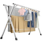 63 Inches Heavy-Duty Stainless Steel Folding Clothes Drying Rack Clothing Indoor Outdoor Anti-Rust 20 Windproof Hooks Portable & Foldable Laundry Rack (63'') - size: 63''