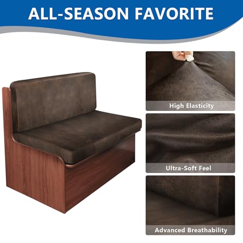 ANARACHON Leather Look RV Camper Dinette Cushion Covers, Washable RV Couch Cushion Covers Dinette Booth Seats Stretchable Camper Seat Covers (02 Brown, 2 Sets) - color: 02 Brown, size: 2 Sets