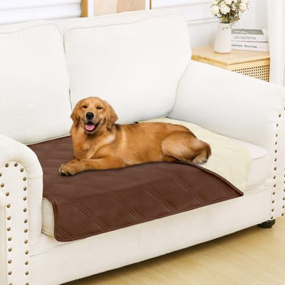 Smiry Waterproof Dog Bed Cover Blanket 30x53, Soft Reversible Pet Blanket, Washable Leakproof Cats Dogs Couch Cover for Sofa, Couch, Furniture, Brown/Beige - color: Brown/Beige, size: 30x53 Inch