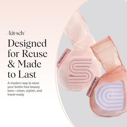 Kitsch Bar Soap Saver Pouch – Patented Mesh Soap Bag for Shampoo and Conditioner Bars - Extends Use & Prevents Soggy Mess - Recycled Beauty Bar Bag, Eco-Friendly - 2pc Set, Blush & Terracotta - color: Blush & Terracotta
