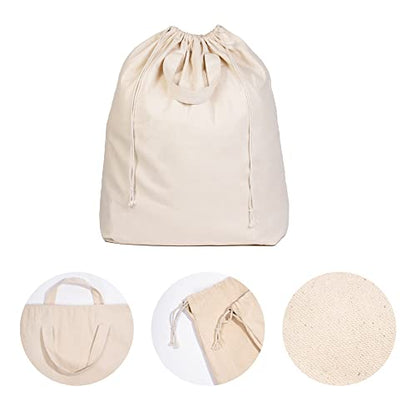 Canvas Laundry Bags - Extra Large, Heavy Duty, 100% Cotton Laundry Bag with Straps, Handles, and Drawstring - College Dorm Laundry Bag in XL Size - Washable, Foldable Laundry Basket Liner (2 Pack)