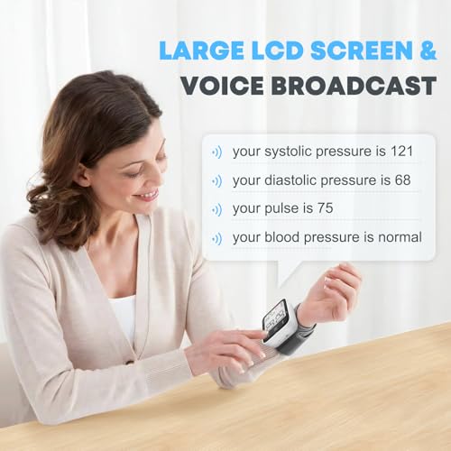 FDA-Cleared Blood Pressure Cuff Wrist, Universal Bp Cuff(5.3-8.4in) Large LCD Display 2 Users Total 240 Memories, 2 AAA Batteries & Carrying Case Included(FSA&HSA Eligible)