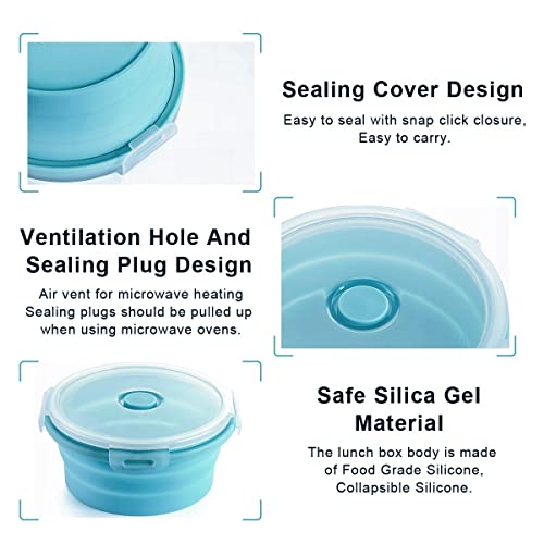 Collapsible Food Storage Containers, Collapsible Bowls with Lids for Camping Kitchen Stuff, RV Accessories for Inside Storage and Organization Camper Must Haves, Space Saving Silicone Bowls