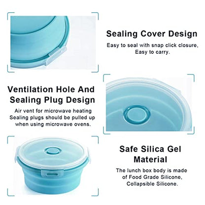 Collapsible Food Storage Containers, Collapsible Bowls with Lids for Camping Kitchen Stuff, RV Accessories for Inside Storage and Organization Camper Must Haves, Space Saving Silicone Bowls