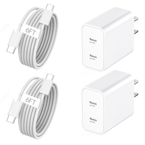 iPhone 17e Charger Fast Charging,2-Pack 6FT 2in1 Dual USB C PD Charger Block Type C to C Woven Charger Cable for iPhone 17 Pro Max/17 Pro/Air/16 Pro Max/16 Plus/16e/15 Pro/15 Plus,iPad Pro/Air/Mini - color: Woven, size: 6ft