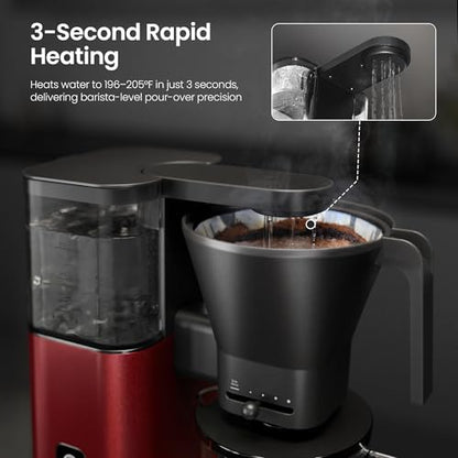 Kismile SCA-Certified 8 Cup Drip Coffee Maker, Pour Over Coffee Machine with 3s Instant Heat 197–205℉, Adjustable Flow Control, Removable Water Tank, Deep Cold Brew & 40 Min Keep Warm (Red) - color: Red