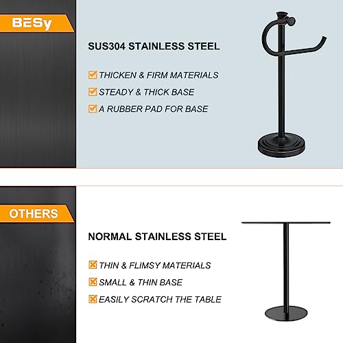 BESy 17 Inch Oil Rubbed Bronze Stand Towel Bar Hanger Hand Towel Bar Bathroom Vanity Countertop Towel Holder Free Standing Stainless Steel Towel Ring Hardware Accessories Towel Rack - color: Bronze