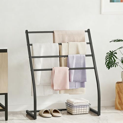 Honiter Towel Drying Rack for Bathroom, Free Standing Towel Rack, 4 Tier Wide Towel Dryer Rack, Pool Towel Racks Outdoor, Blanket Ladder Holder, Metal Towel Bar Stand for Oversized Bath Towel