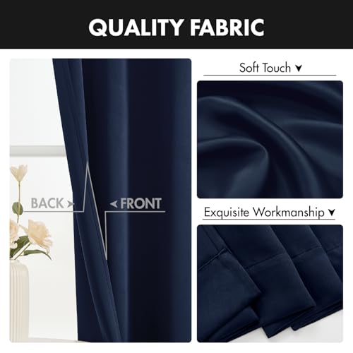 MIULEE Blackout Curtains 4 Panels Sets Navy Blue 72 Inch Length, Top and Bottom Rod Pocket Room Darkening Curtains for Bedroom Windows, 4 Pack Solid Thermal Insulated Light Blocking Curtain Drapes - color: Navy Blue, size: 40"W x 72"L (Pack of 4)