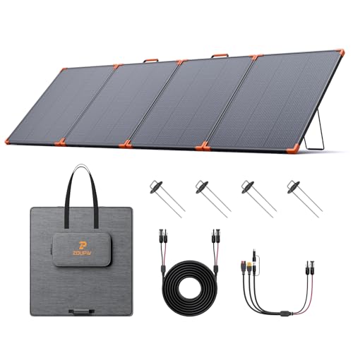 ZOUPW 350W Portable Solar Panel, N-Type 16BB 25% High Efficiency Foldable Solar Panel for Jackery/EcoFlow Delta/Anker Solix C1000/Bluetti,IP68 Waterproof for Off-Grid Camping Emergency Power Backup - size: 350W