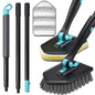 Long Handled Scrub Brush for Shower,3-in-1 Cleaning Brushes with 3 Different Function Cleaning Heads Brush for Shower Cleaning Bathroom Kitchen Walls Tub Tile (Black) - color: Black