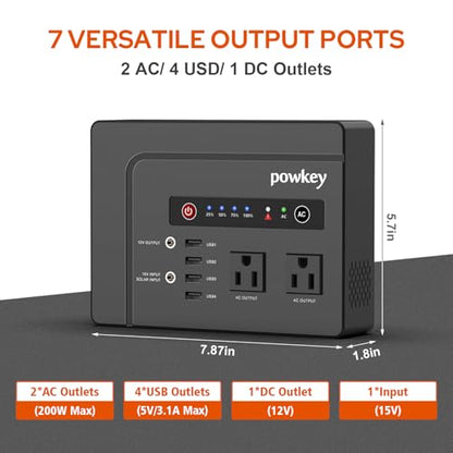 powkey 200W Portable Power Bank with Solar Panel 40W, 146Wh Power Bank with AC Outlet, High Eifficiency Waterproof Solar Panel Kit with Battery Bank for Outdoor Camping Home Backup - color: Black Grey