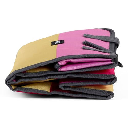 PackIt Freezable Grocery Tote, Pink Stripe, Built with EcoFreeze Technology, Foldable, Collapsible, Reusable, Zip Closure, Dual handles, Great for Transporting Fresh Groceries - color: Pink Stripe