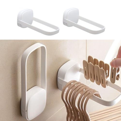 2 Pack Hanger Organizer Stacker Adhesive Foldable Clothes Hanger Holder Mini U Shaped Storage Stand Rack for Electric Dryer Closet Laundry Room Bathroom Washing Machine Organization